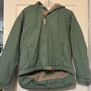 Vintage Women’s Green Sherpa-Lined Duck Hooded Jacket 🥑